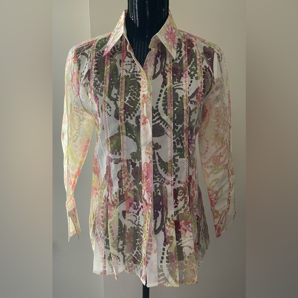 Coldwater Creek Semi Sheer Button Up Shirt Size 8